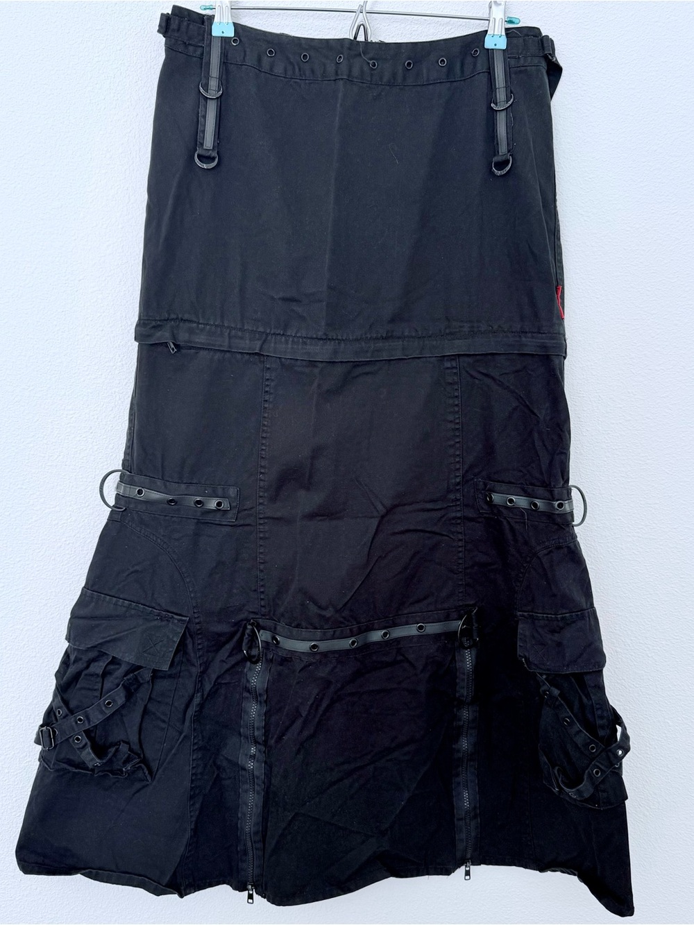 Tripp NYC Vintage 3-in-1 Convertible Cargo Bondage Maxi Skirt Black Mall Goth L